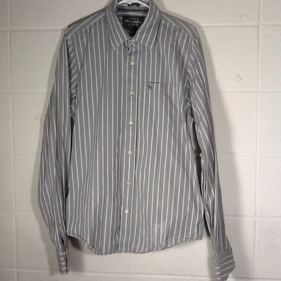 Abercrombie & Fitch Gray and White Stripe Shirt XL - Picture 3 of 9